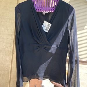 Casual Corner sz 14 Black v-neck blouse, new w/tag